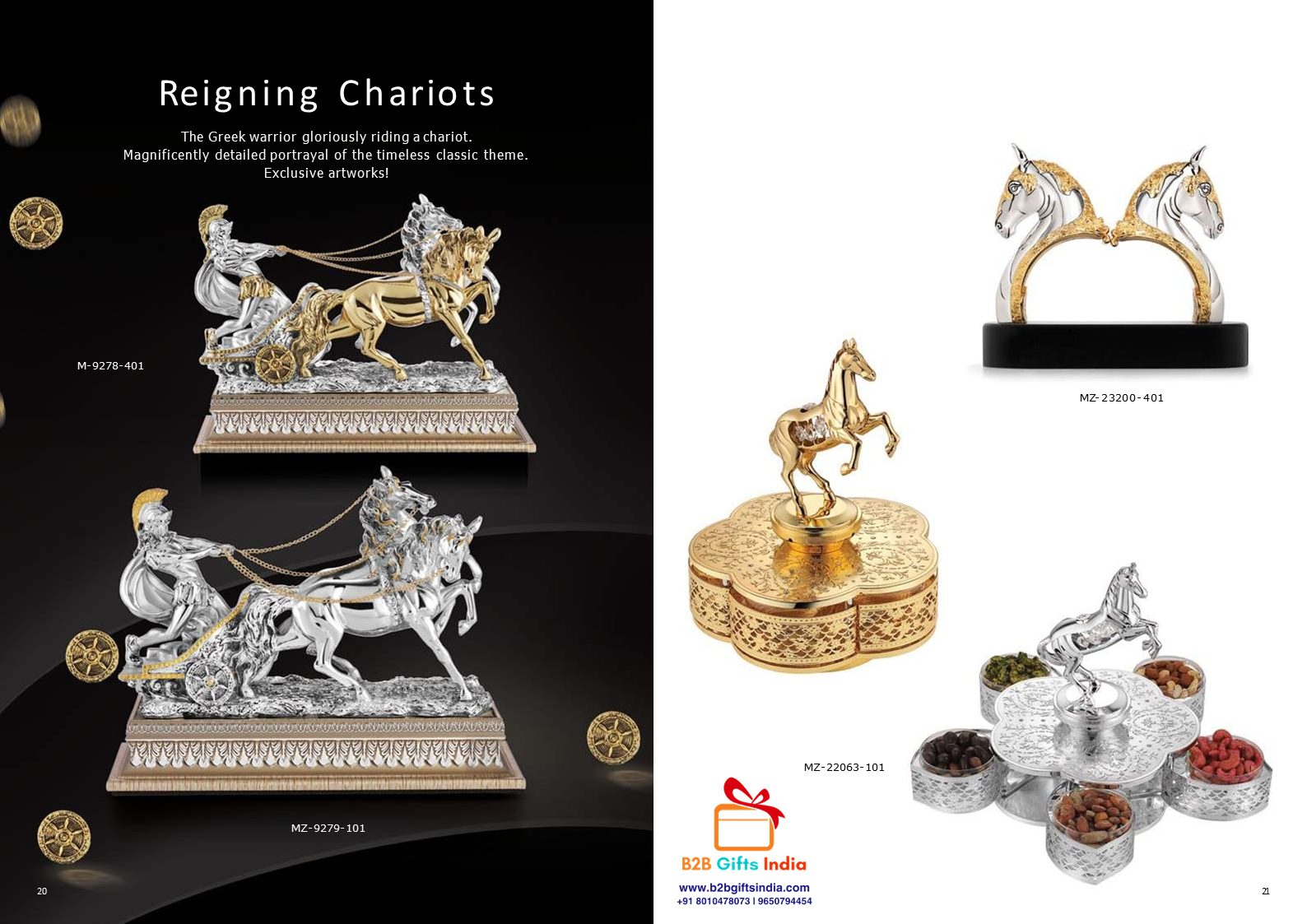  Warrior gloriously riding a Chariot Dual Gold silver tone  